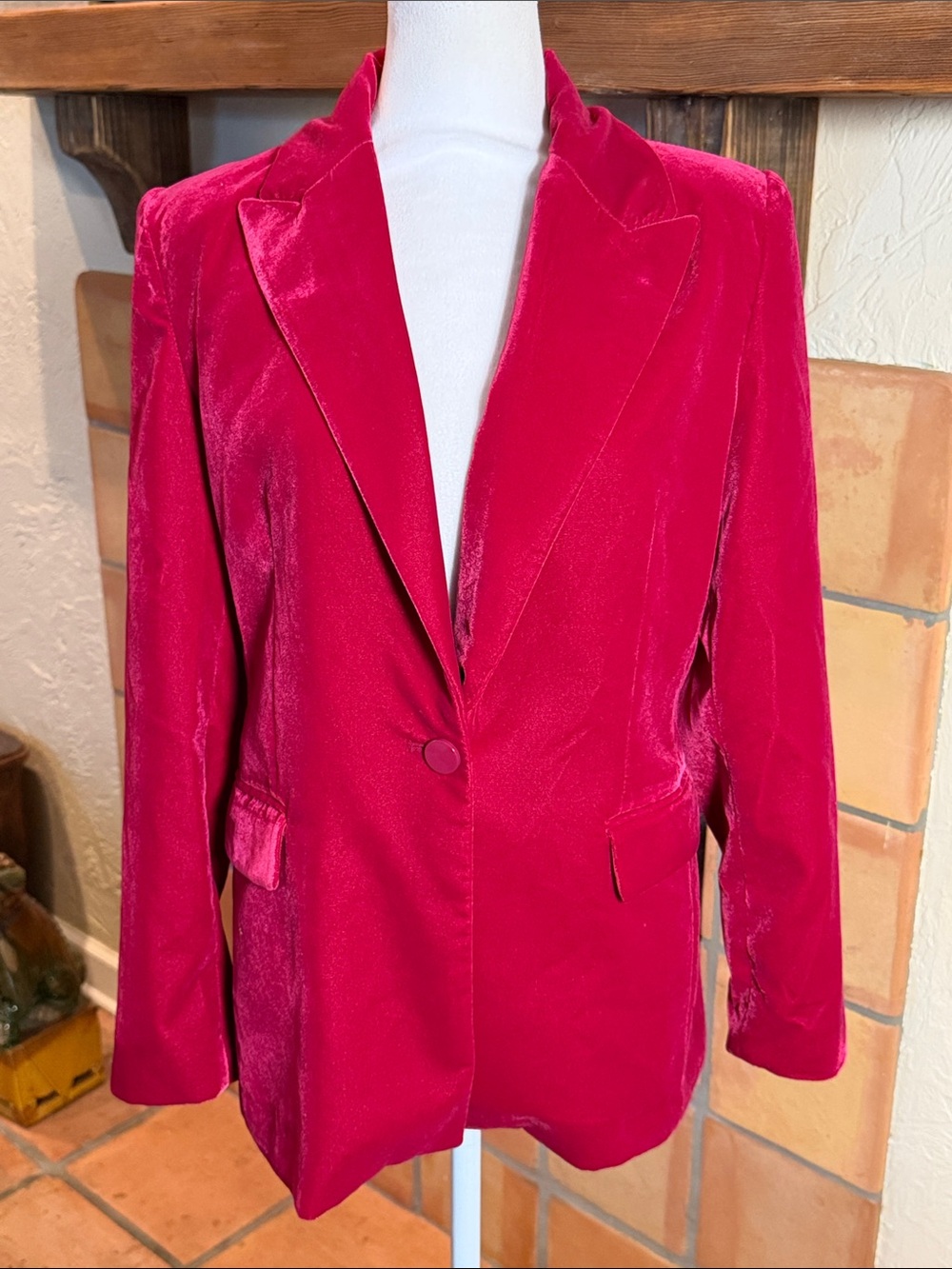 Mango Red Velvet Blazer, size M